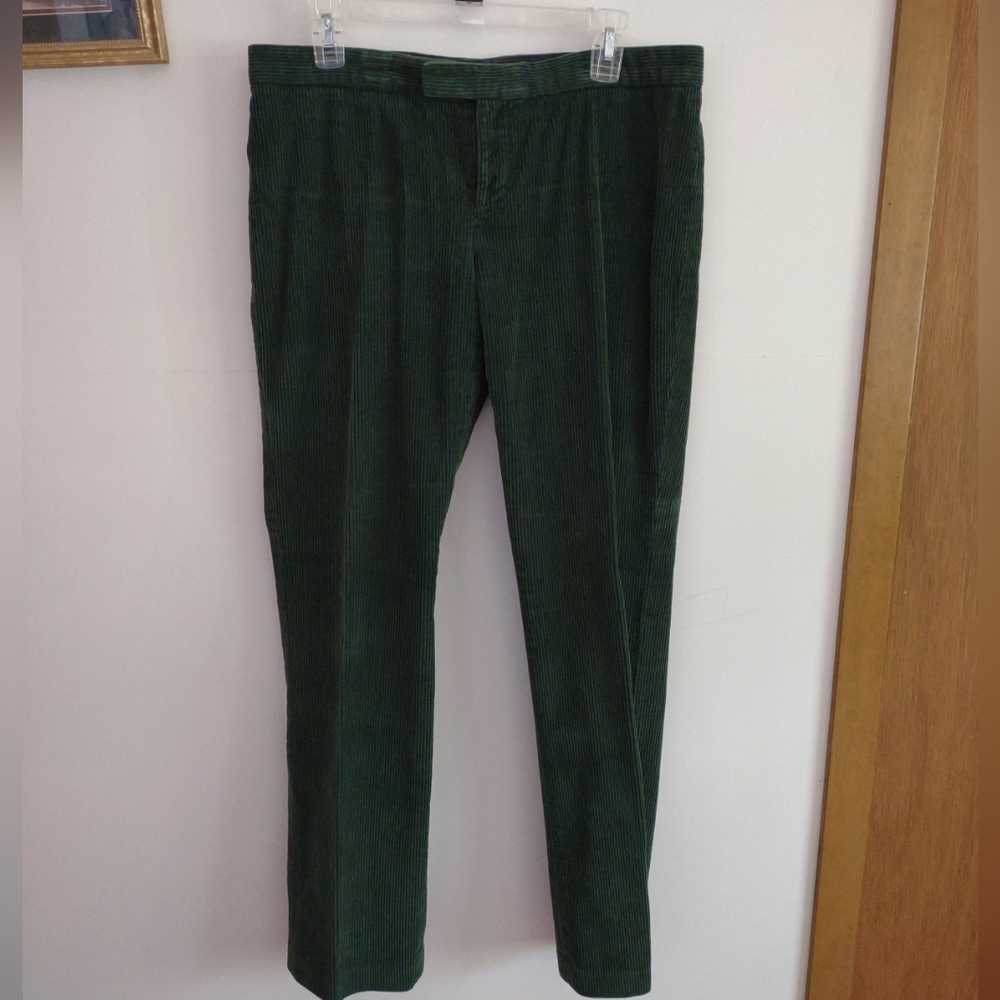 VTG Ralph Lauren Sport Pants Womens  Size 12 Green Corduroy Straight Leg Stretch